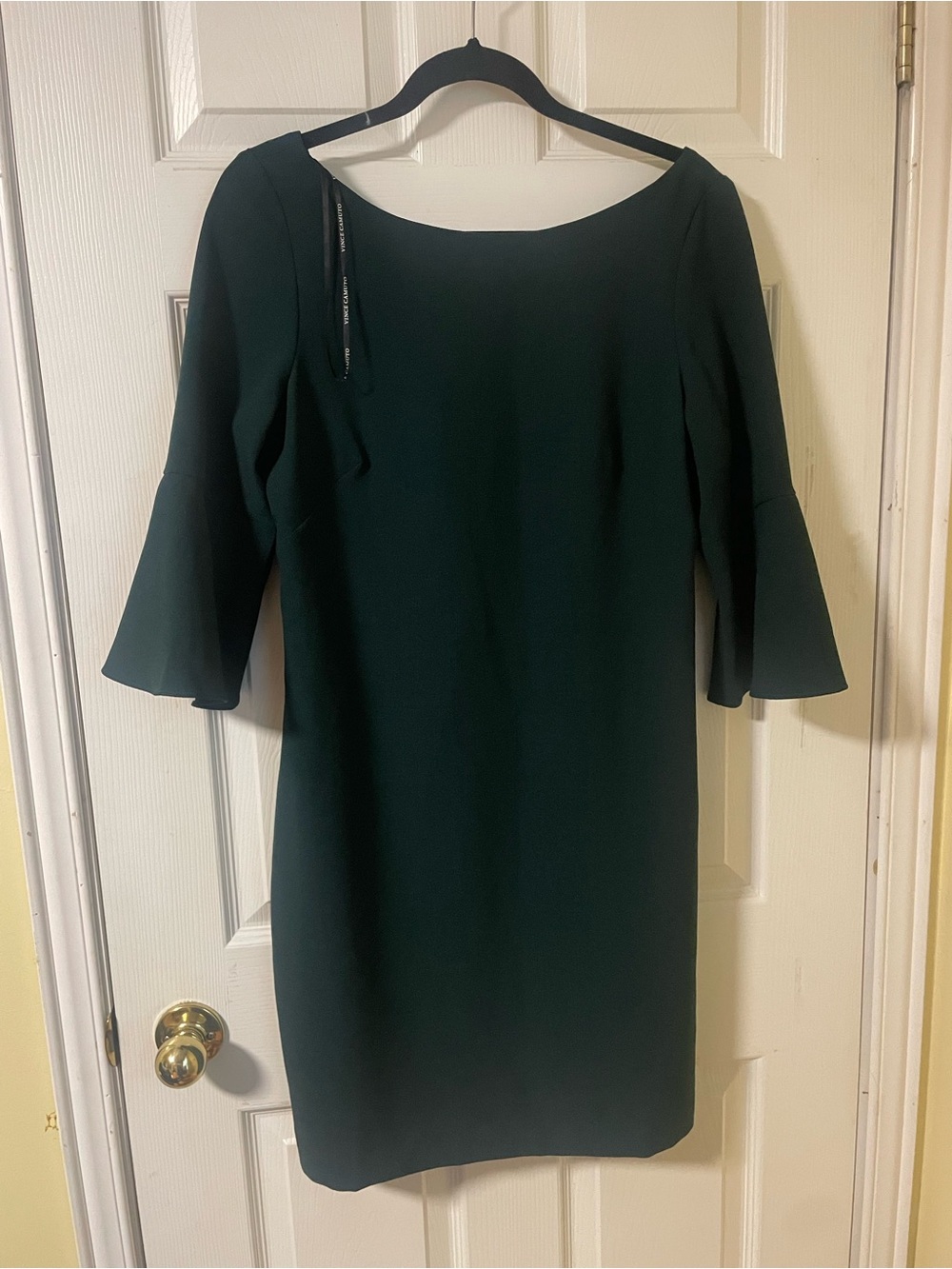 Vince Camuto Forest Green Bell-Sleeve Dress